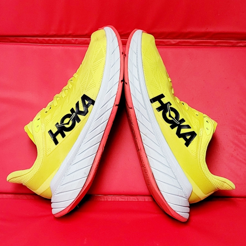 Hoka One One Carbon X2  Vibrant Yellow Men's Performance Running Shoes size 11.5 - Picture 3 of 10